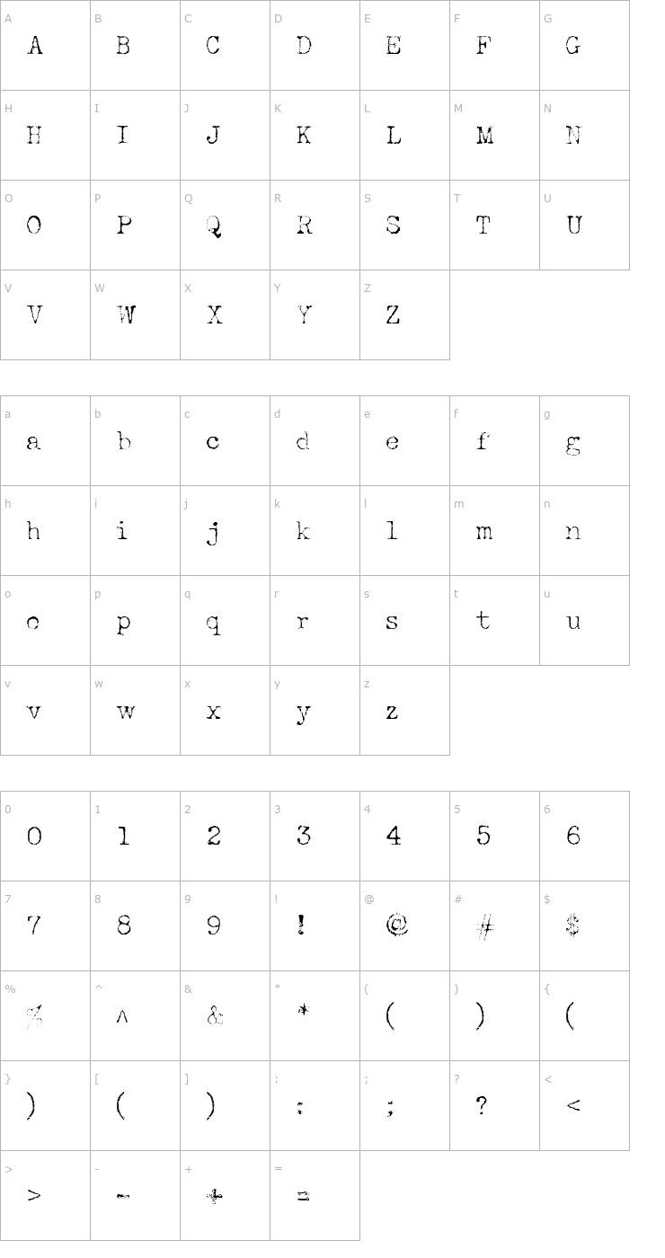 Character Map Telepath Zero Font