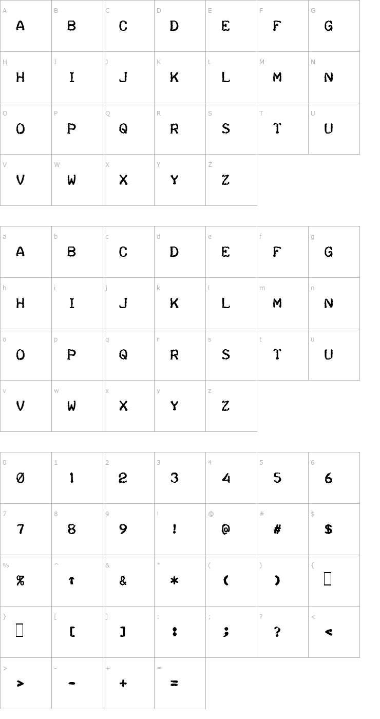 Character Map Teleprinter Bold Font