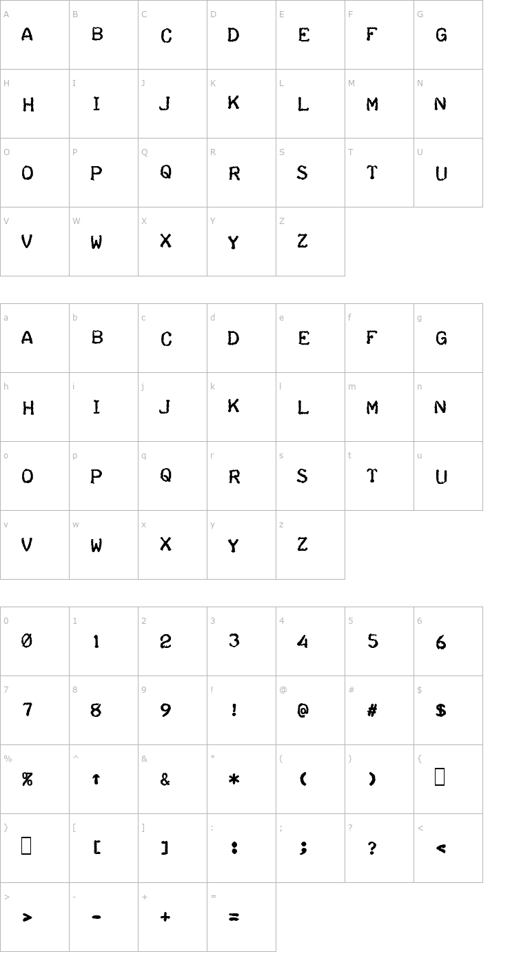Character Map Teleprinter Bold Italic Font