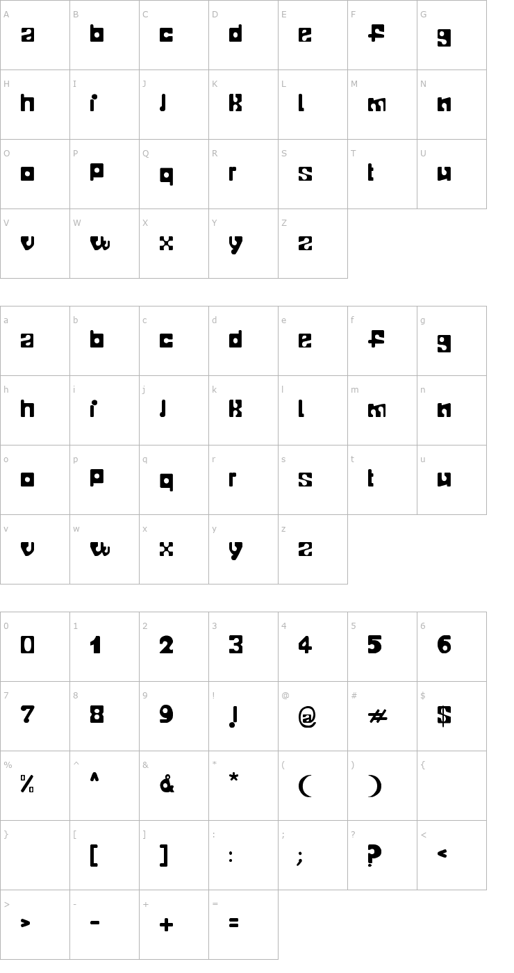 Character Map Telopone Font