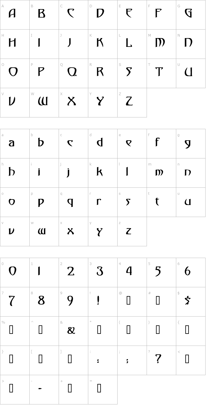 Character Map Templar Heavy Font