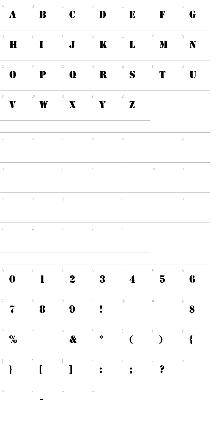 Character Map Template Caps Medium SSi Medium Font