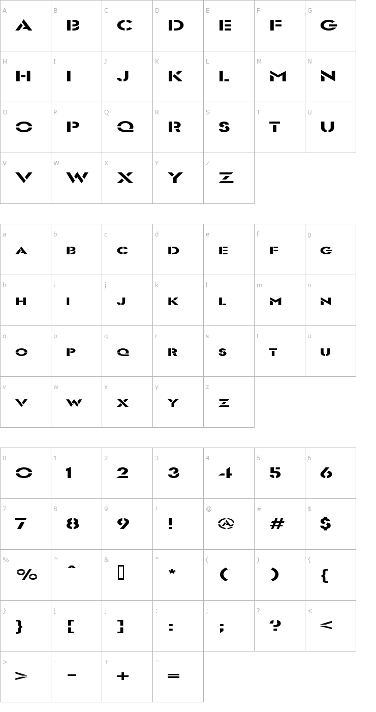 Character Map Templett Extended Normal Font