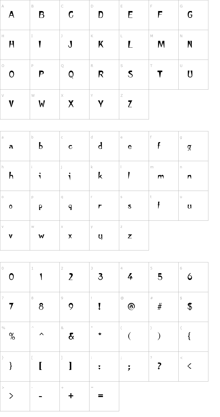 Character Map Tempura Regular Font