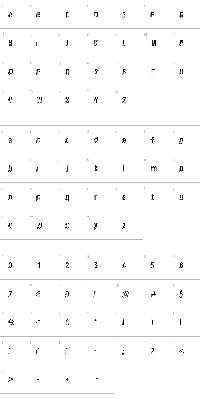 Character Map Ten Ton Ballyhoo Alternates Font