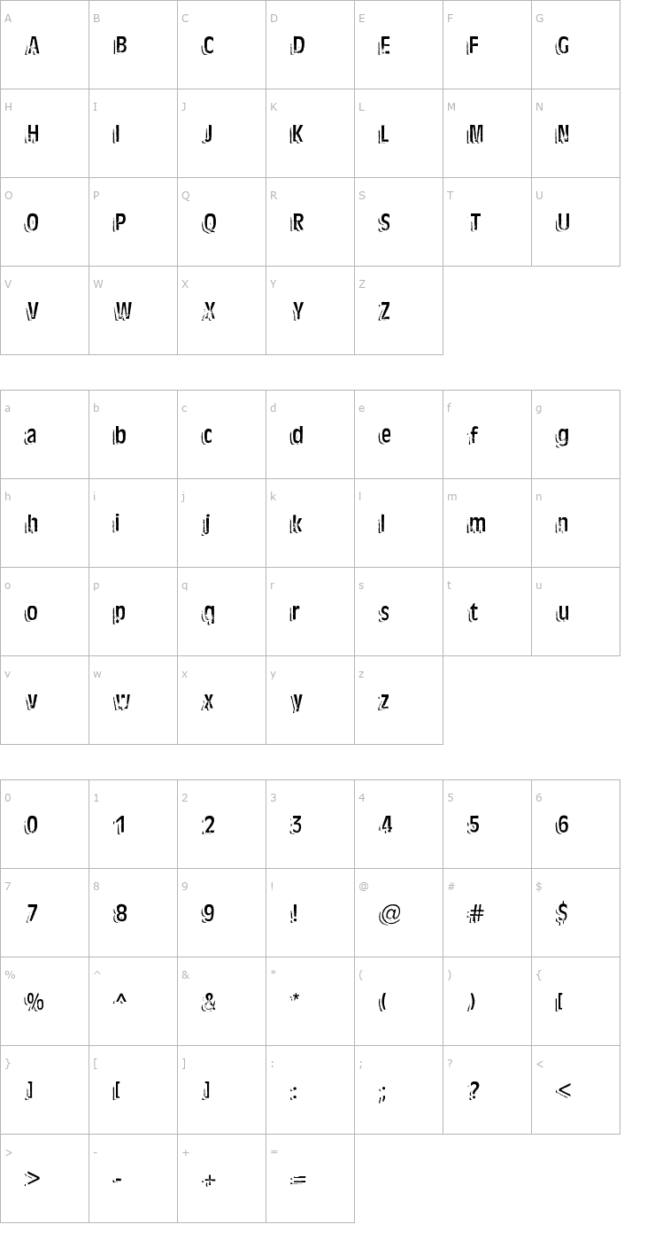 Character Map Ten Ton Ballyhoo Font