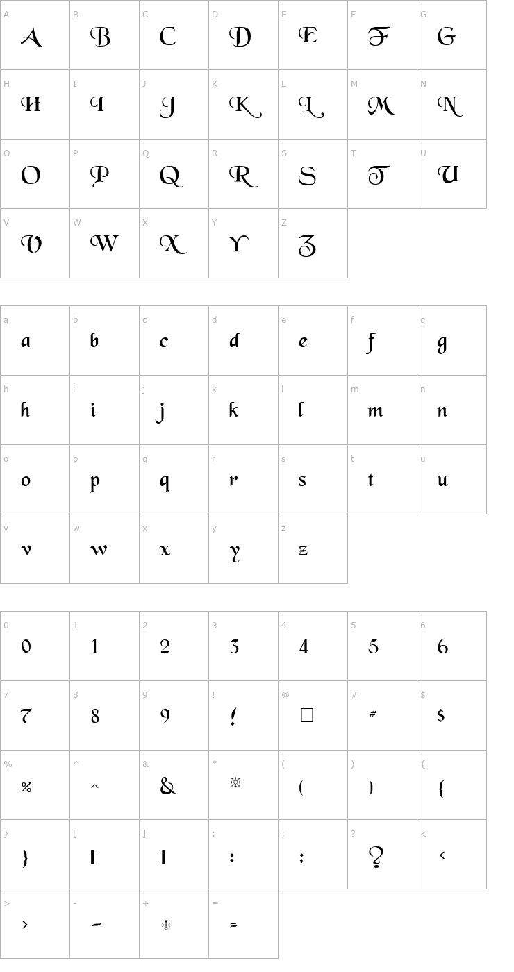 Character Map Tenace SSi Font