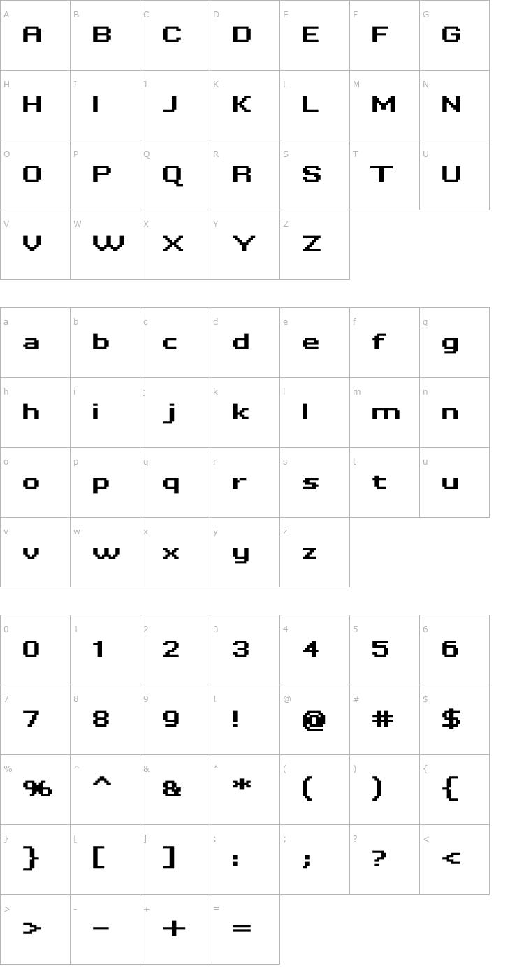 Character Map Tenacity Extended Bold Font