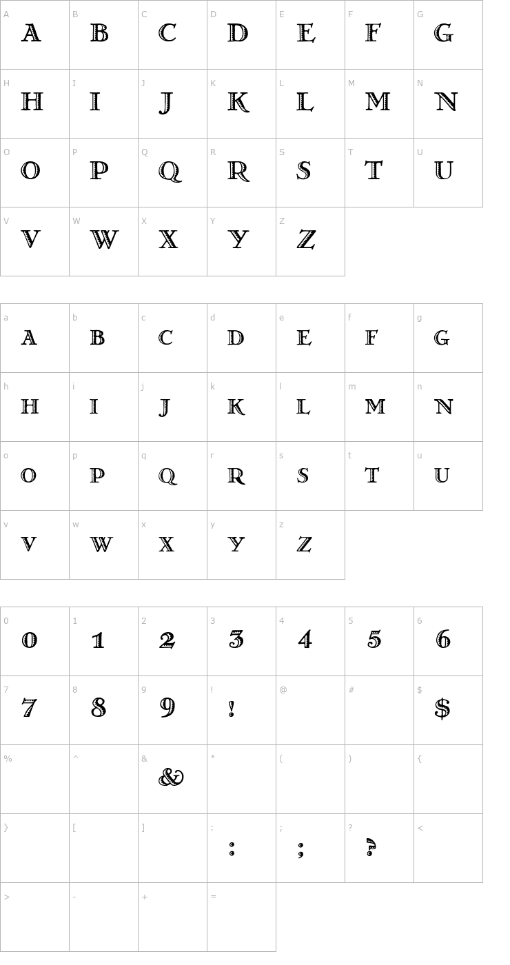 Character Map Tennyson Font