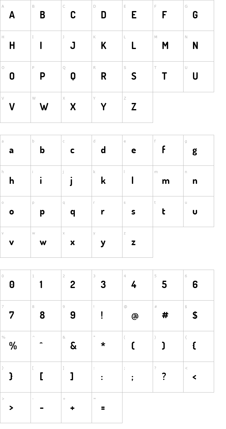 Character Map Terminal Dosis Bold Font