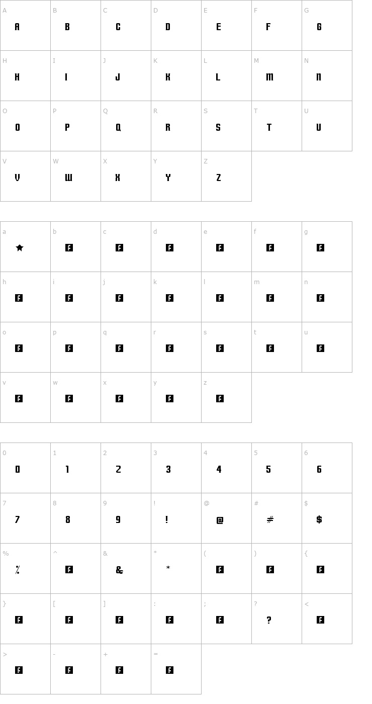Character Map Terminally Chisseled Font