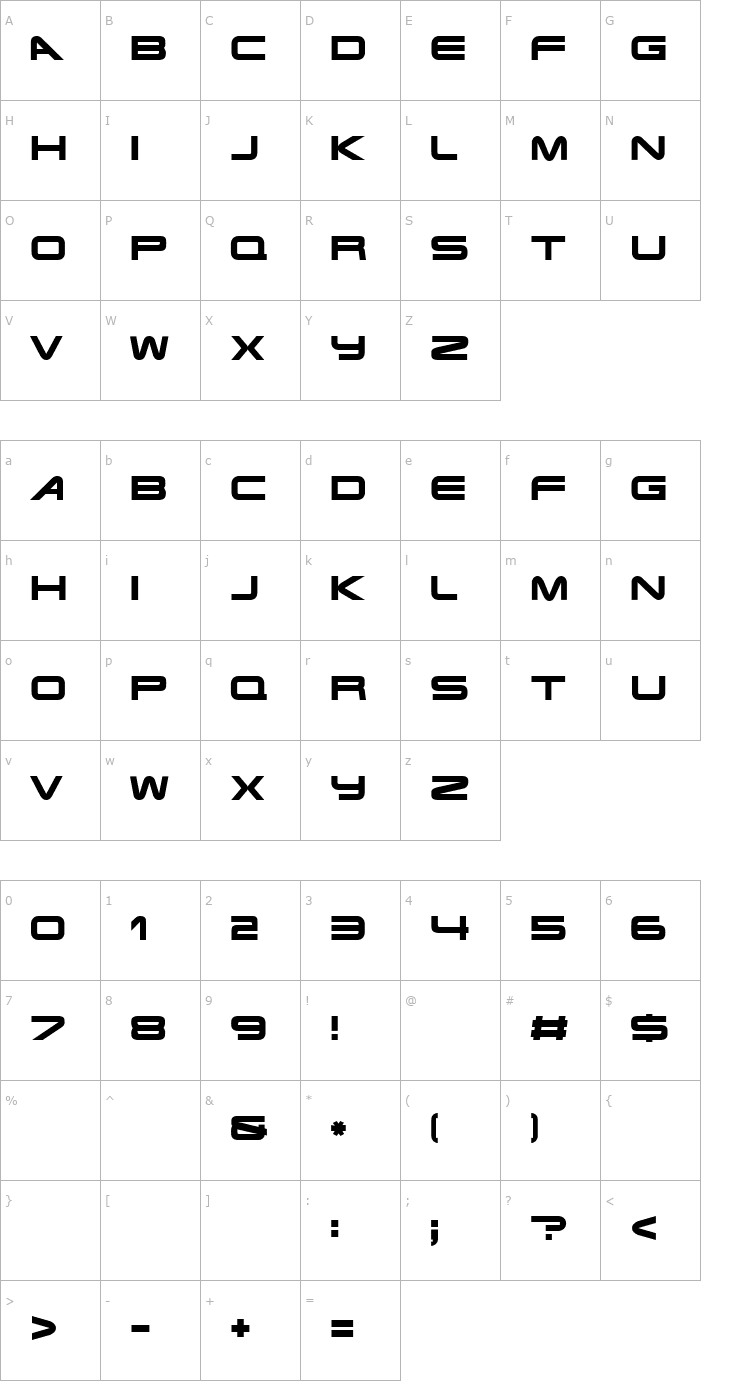 Character Map Terminator Real NFI Font