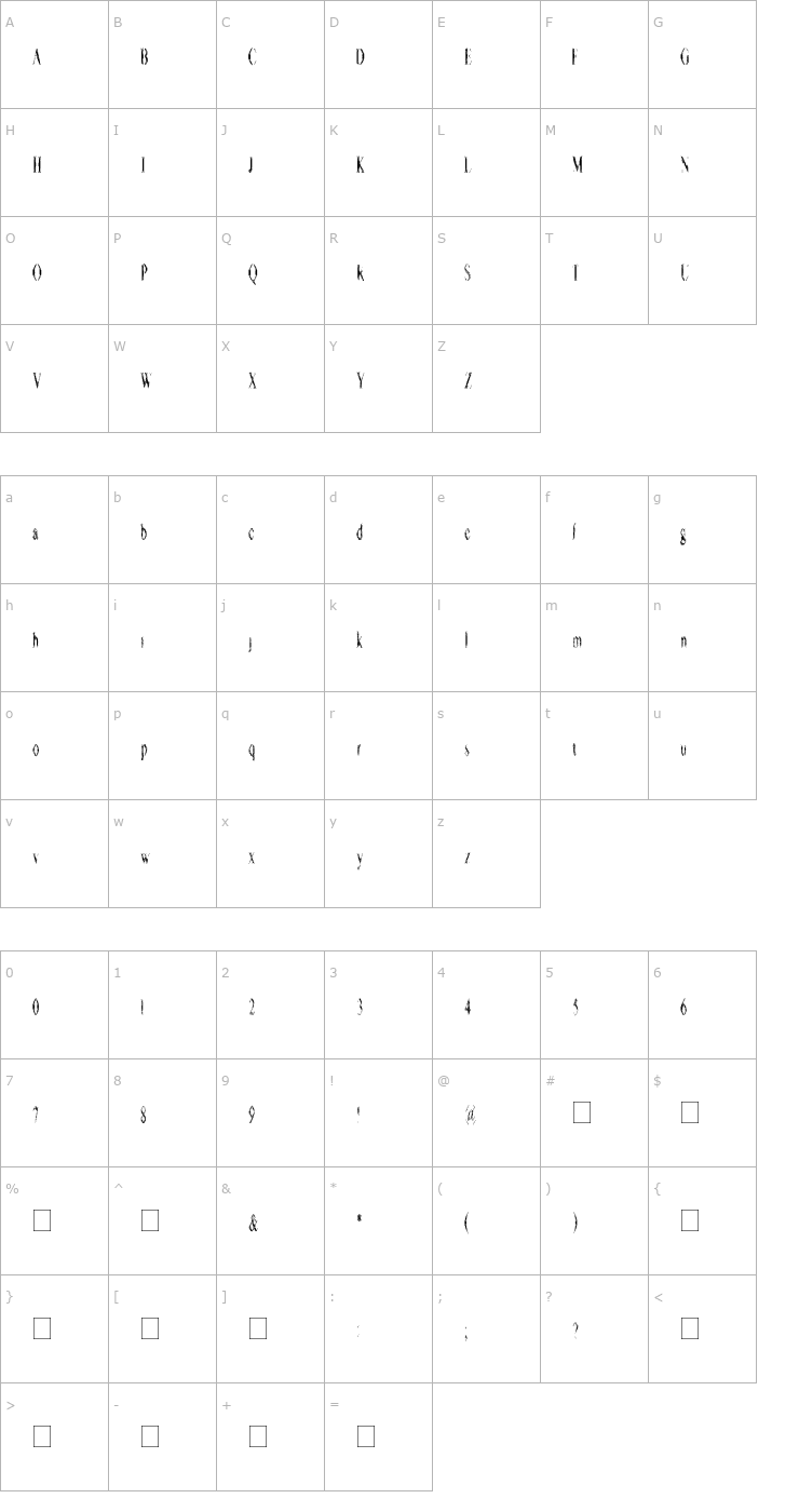 Character Map Terrorism Bytes Font