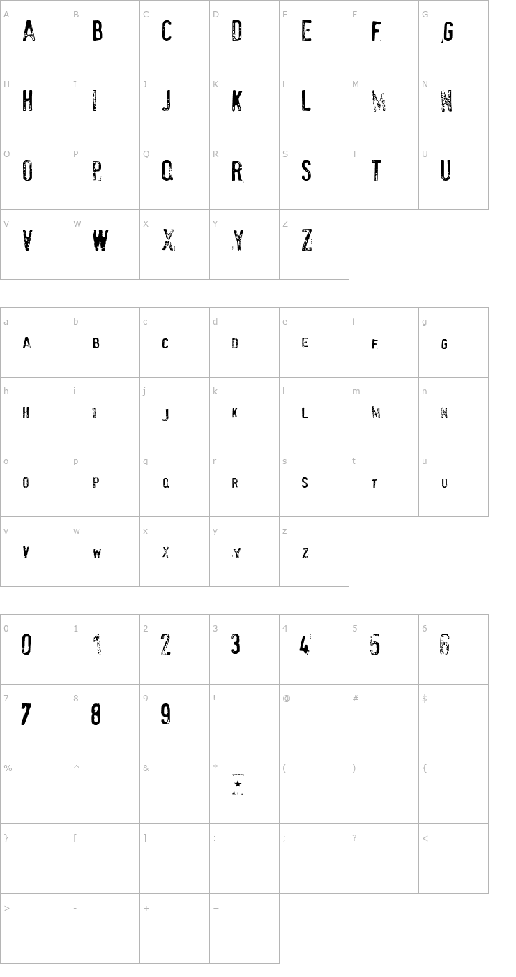 Character Map Testerus Font