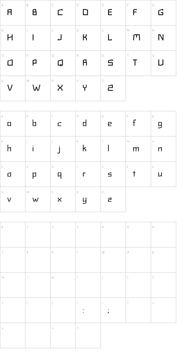 Character Map Tetra Font