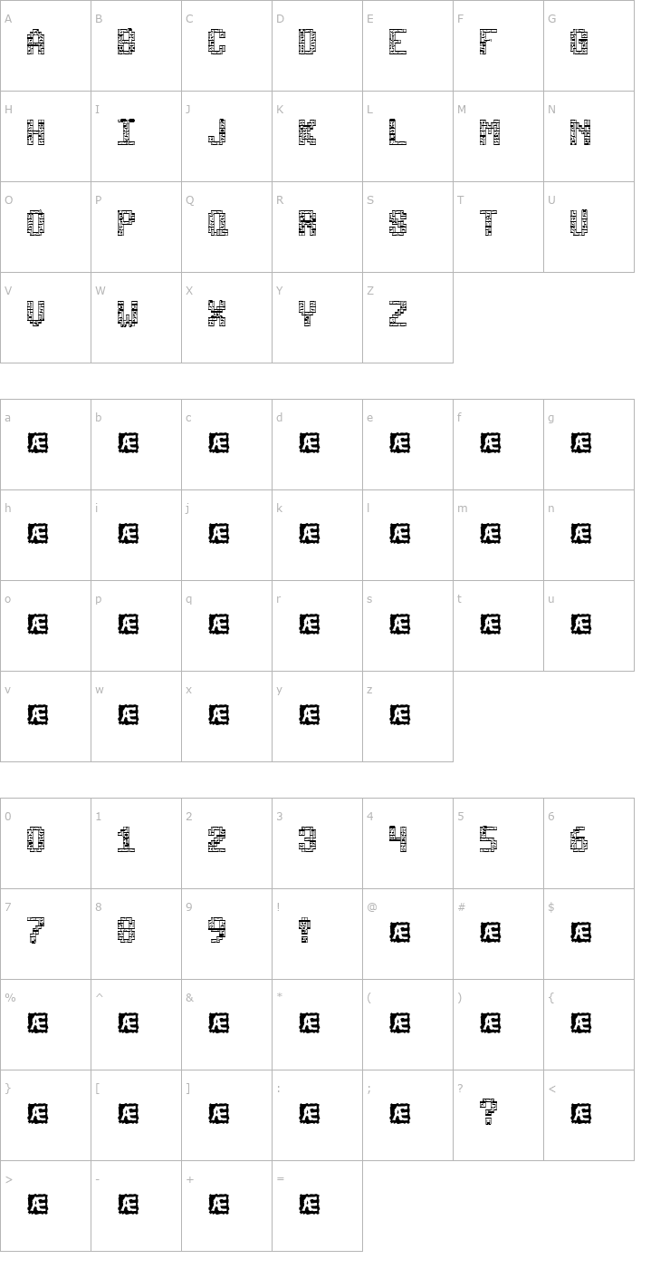 Character Map Tetricide Font