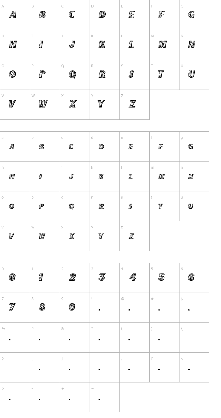 Character Map Tex Mex Display SSi Extra Bold Font