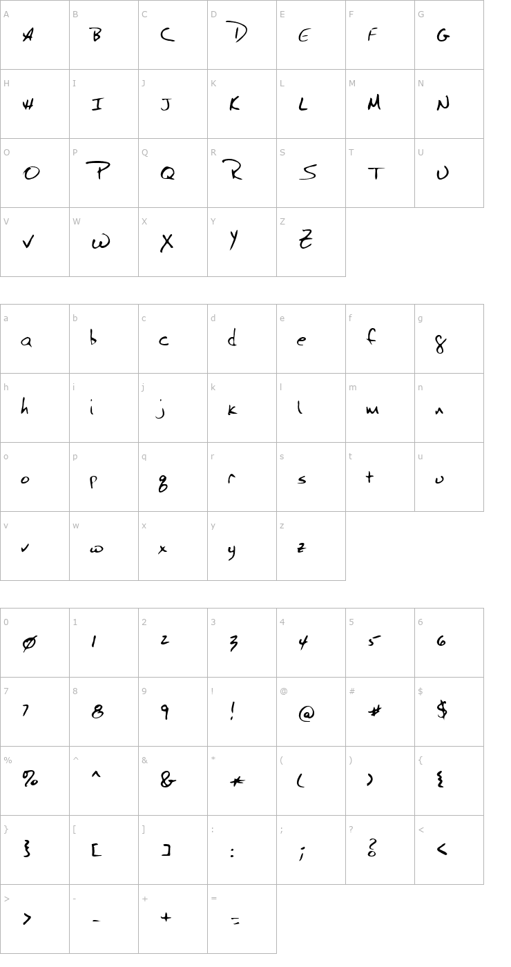 Character Map Tex Regular Font