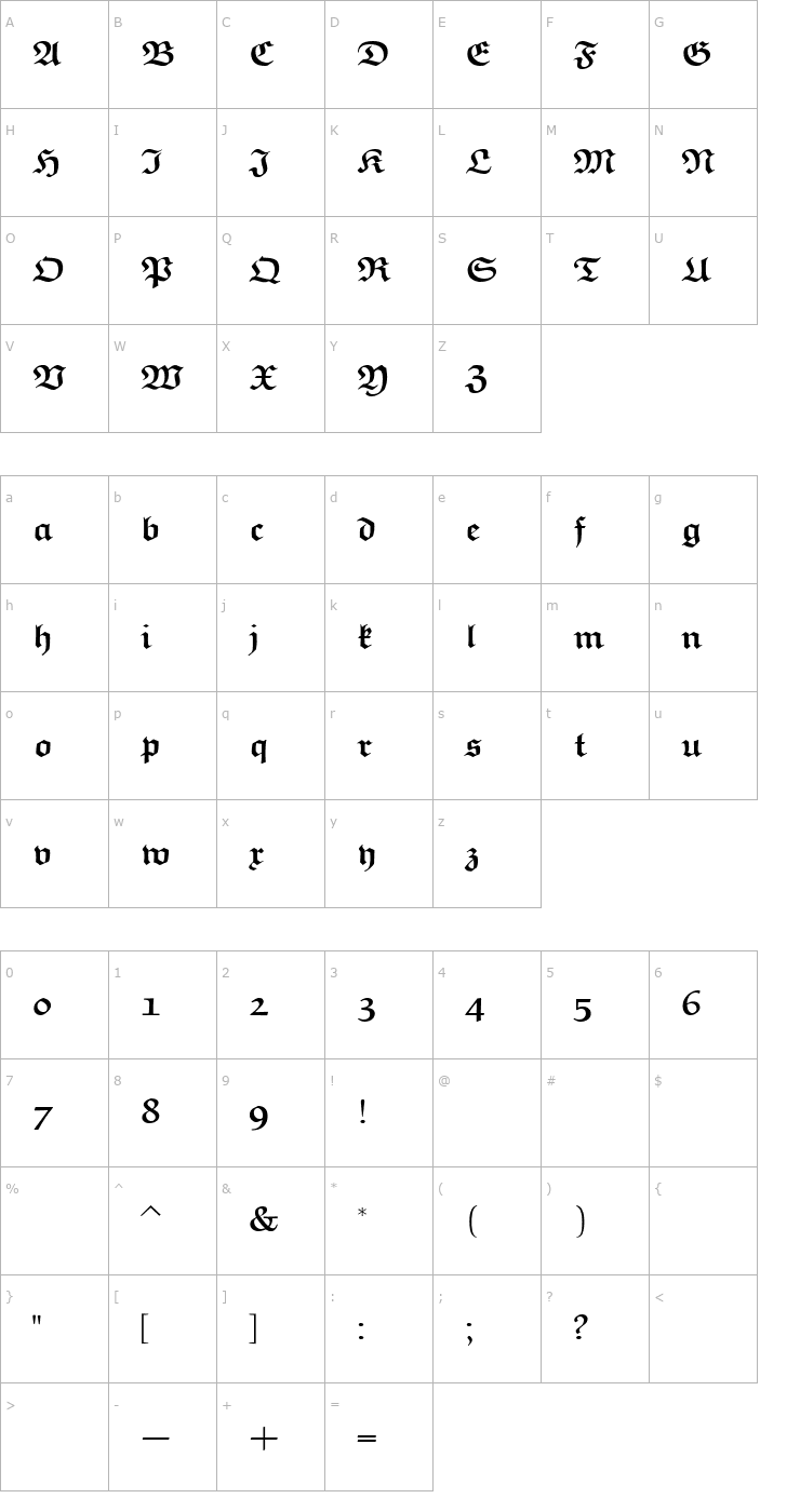 Character Map TeXplus EF Bold Font