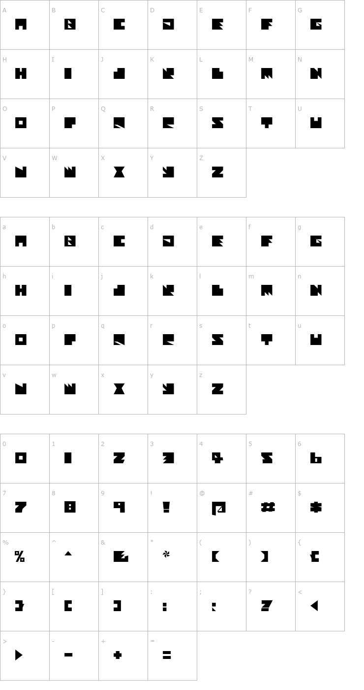 Character Map Textan - Square Font
