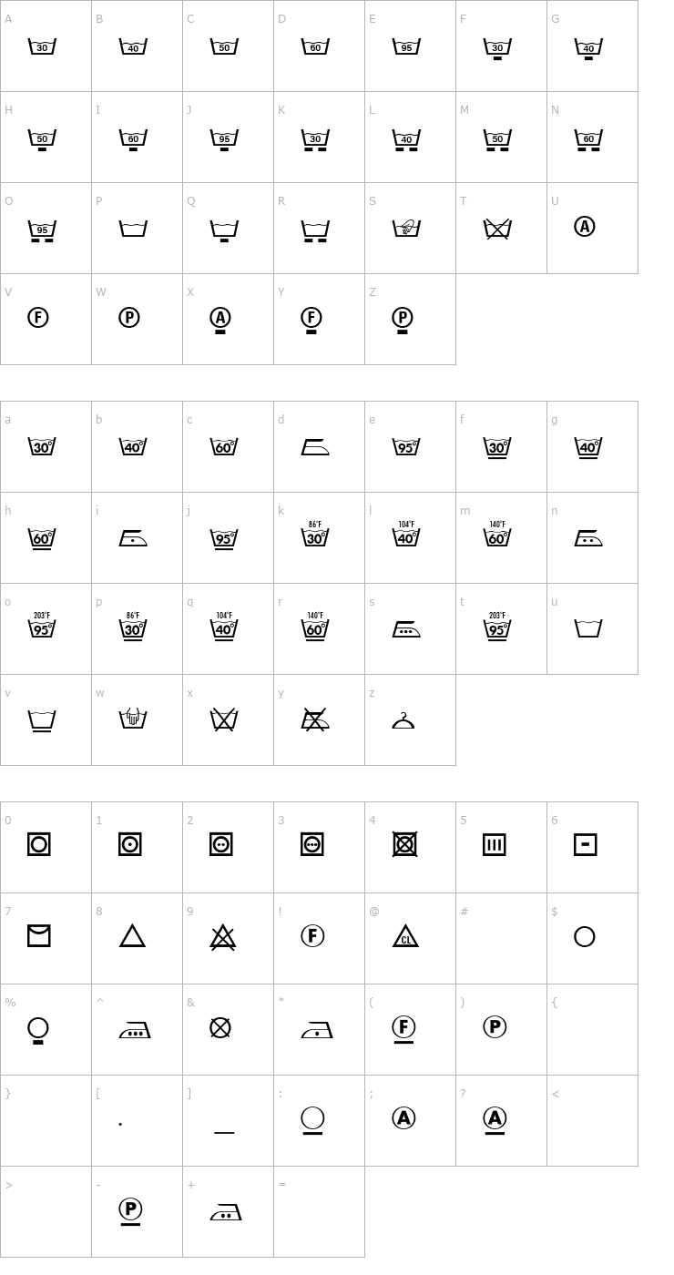 Character Map Textile LH Pi Two Font