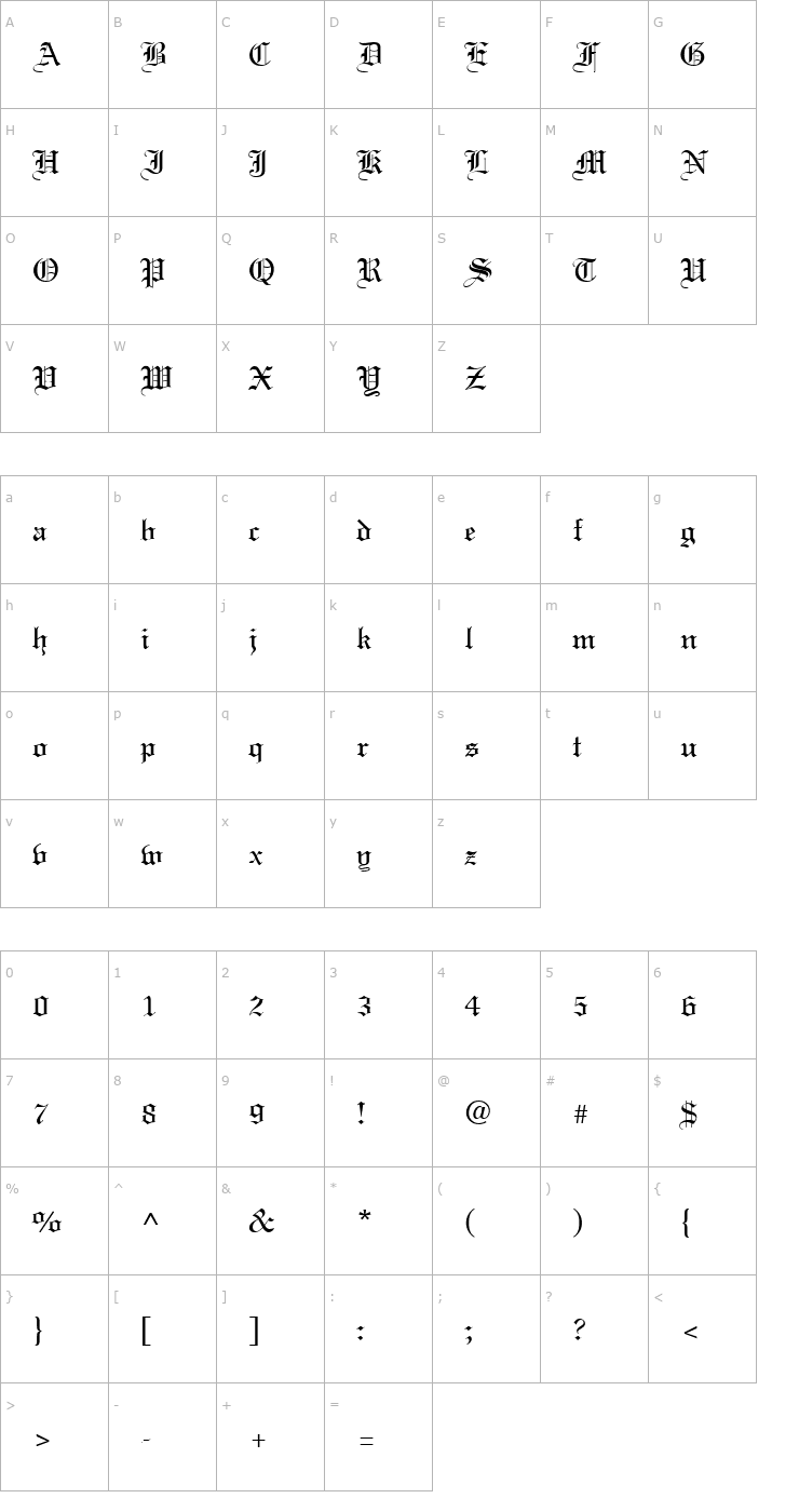 Character Map Textur Regular Font