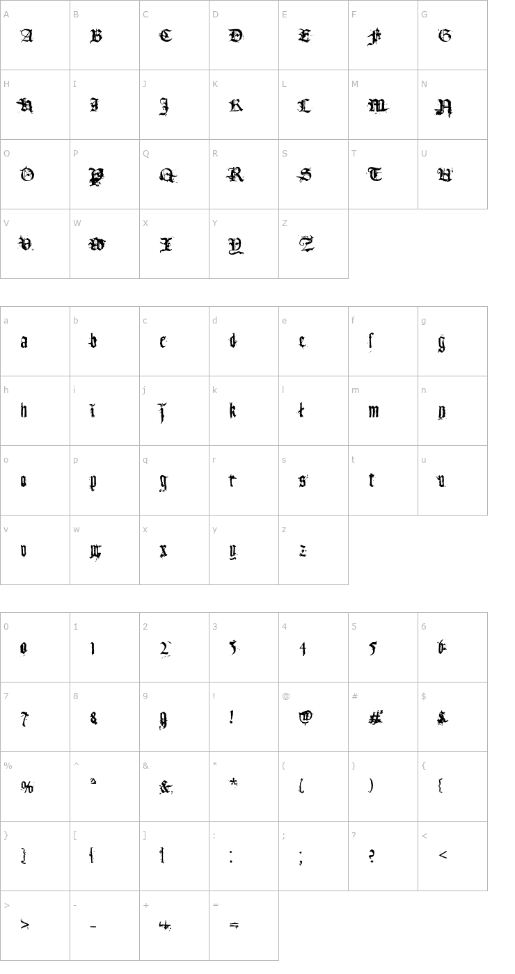 Character Map Tfu Tfu Font