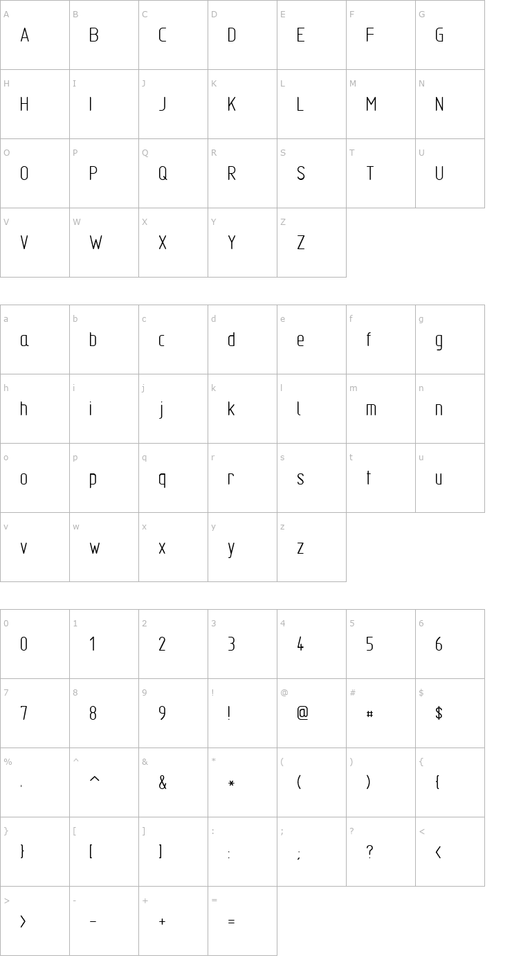 Character Map TGL 31034-1 Normal Font
