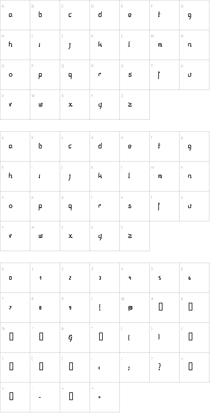 Character Map Thaiga Normal Font