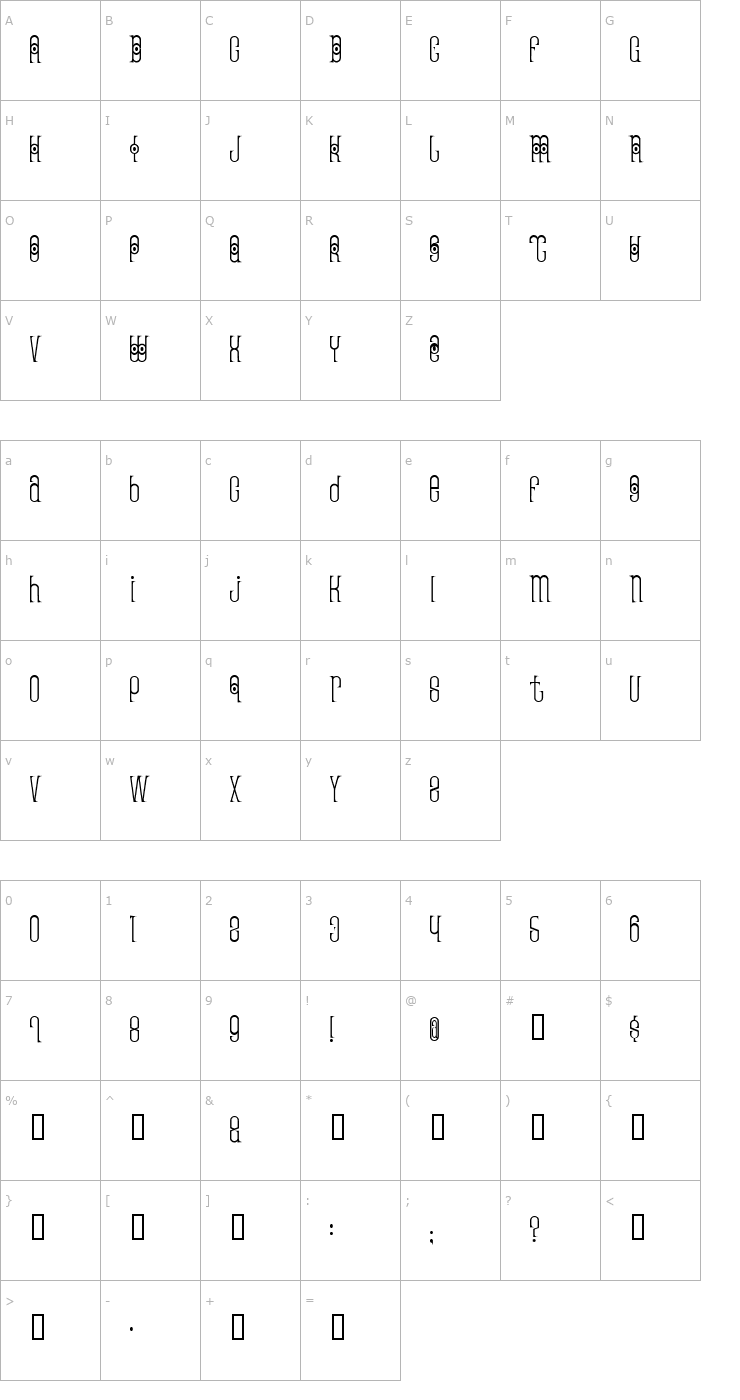 Character Map ThaiPedicure Font