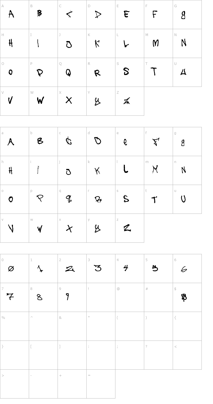 Character Map The Battle Continuez Font