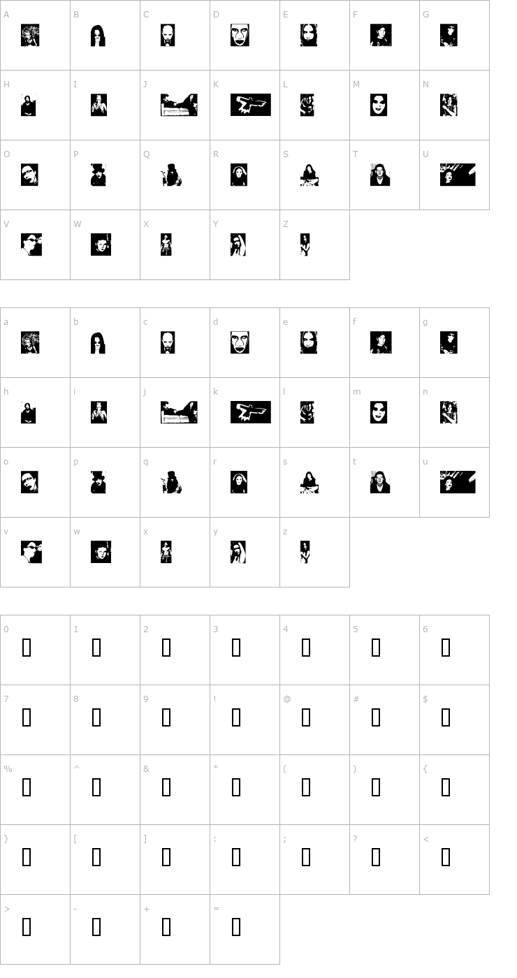 Character Map The Beautiful People Font