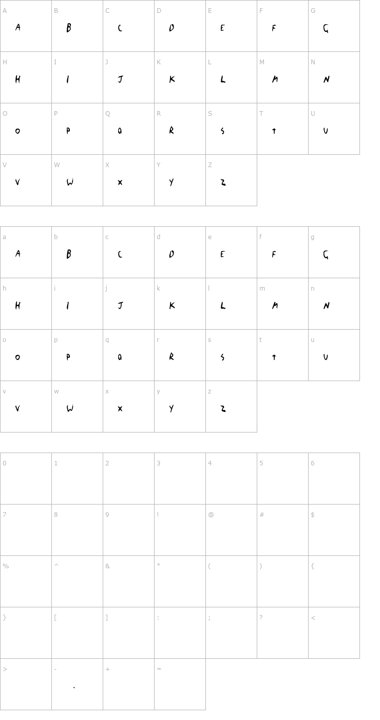 Character Map The Blick Font Font