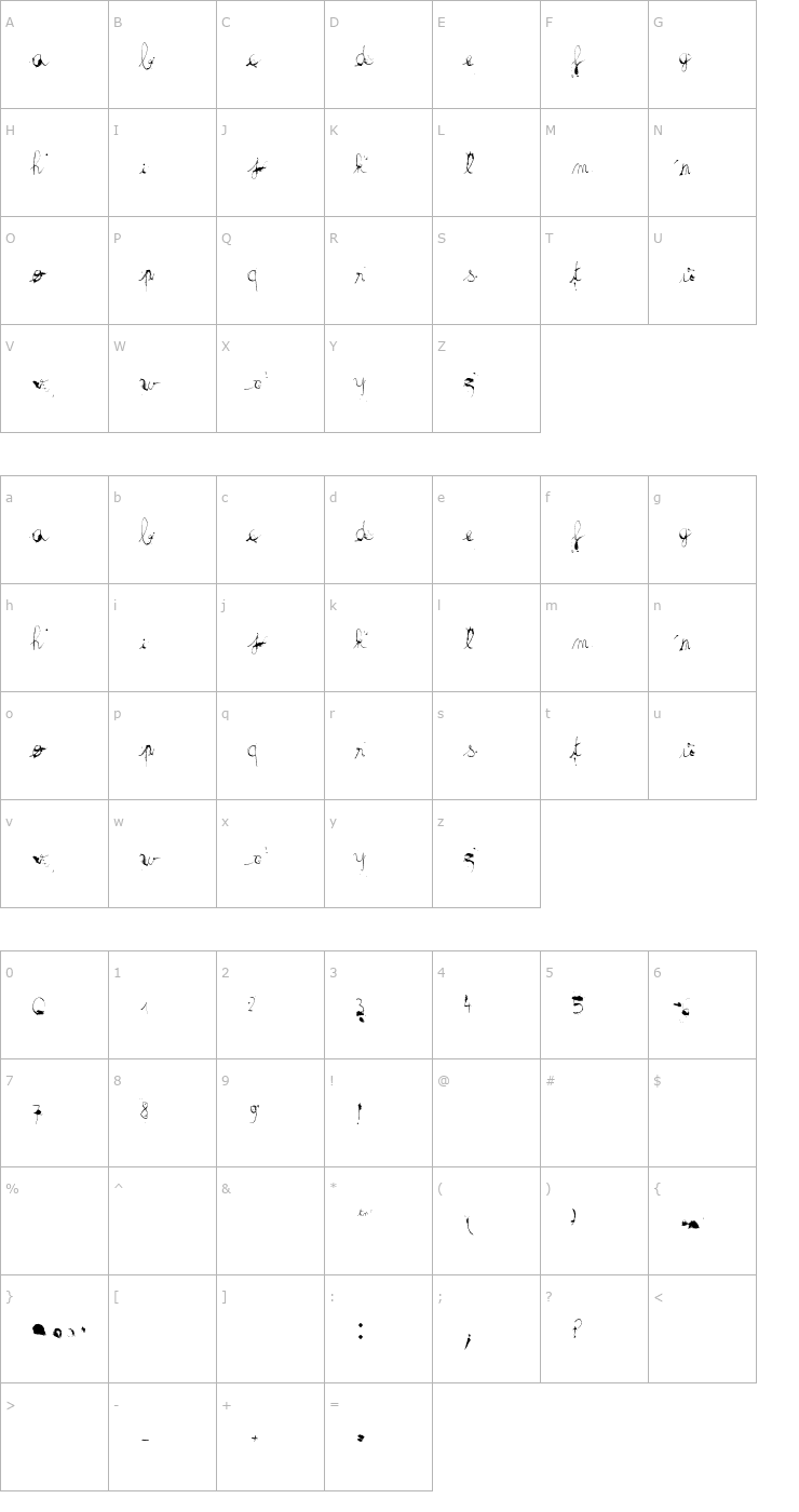 Character Map The haine au carre ! Font