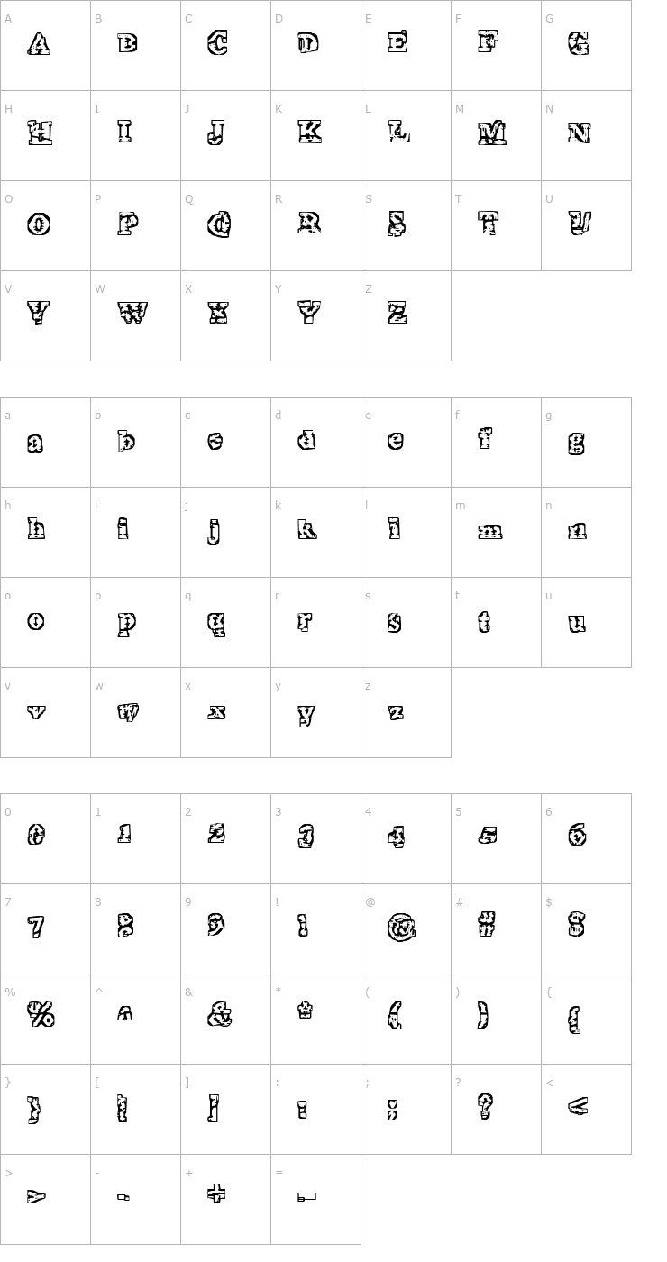 Character Map The Interzone Font