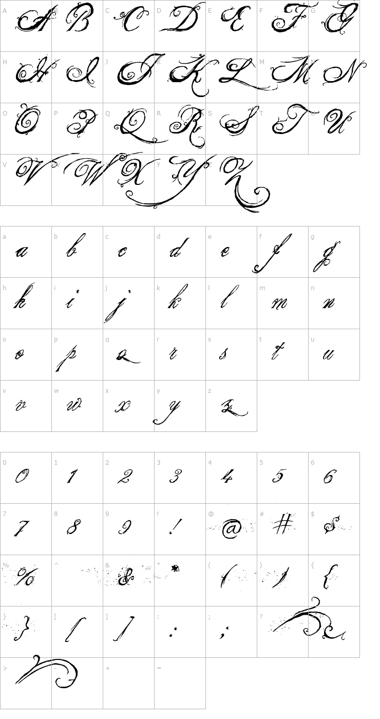 Character Map the King & Queen font Font