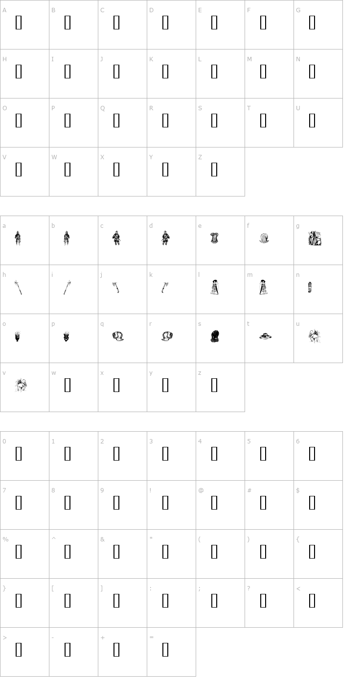 Character Map the middle ages III Font