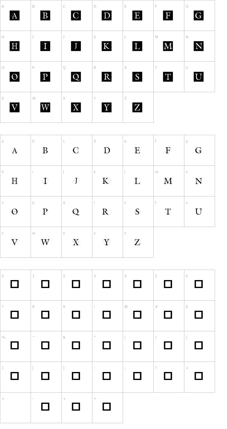 Character Map The Roots Font