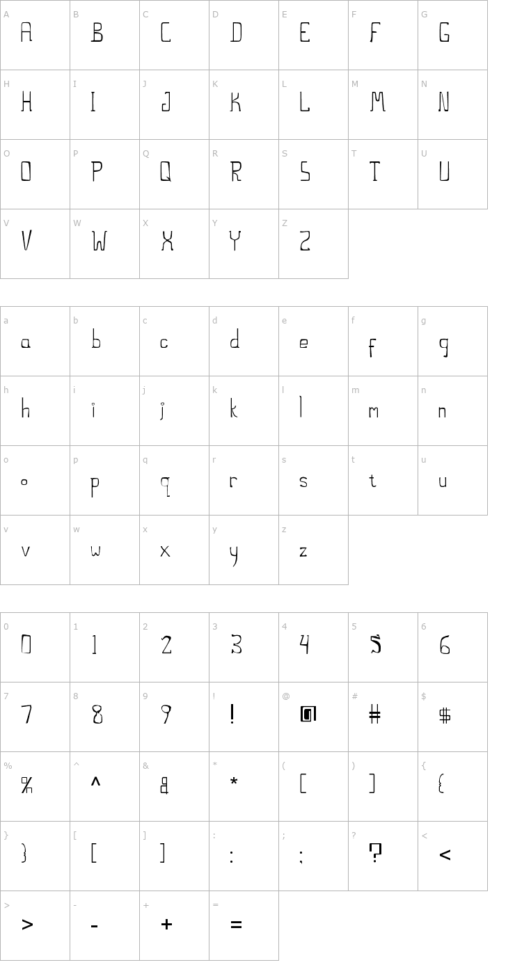 Character Map The Stilts Font