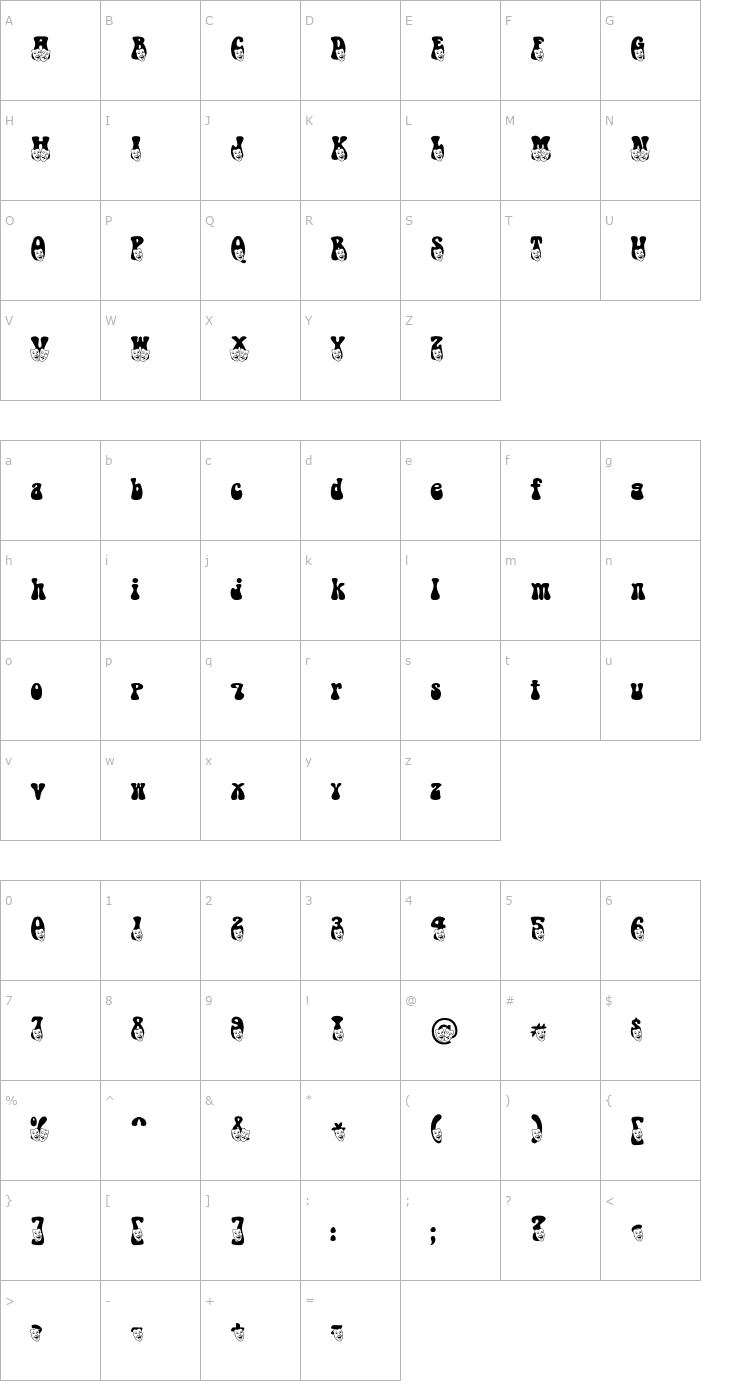 Character Map TheatreMask Becker Font