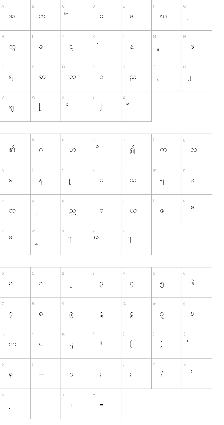 Character Map Theiree Font