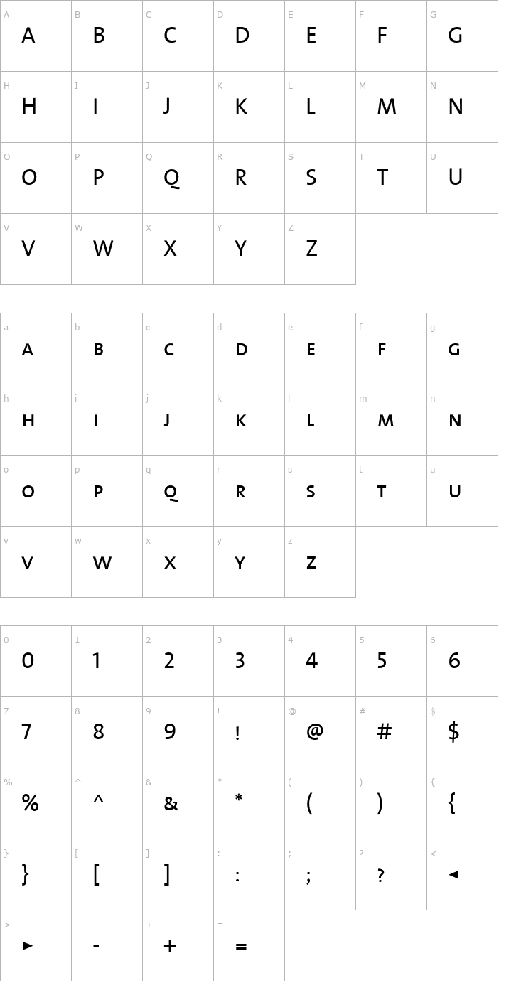 Character Map TheMix 5 Regular Caps Font