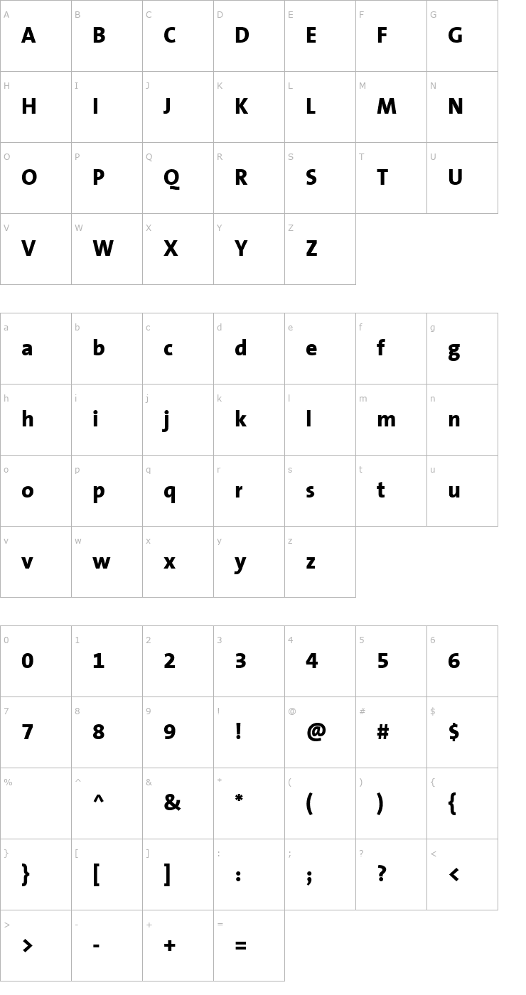 Character Map TheSans B8 ExtraBold Font