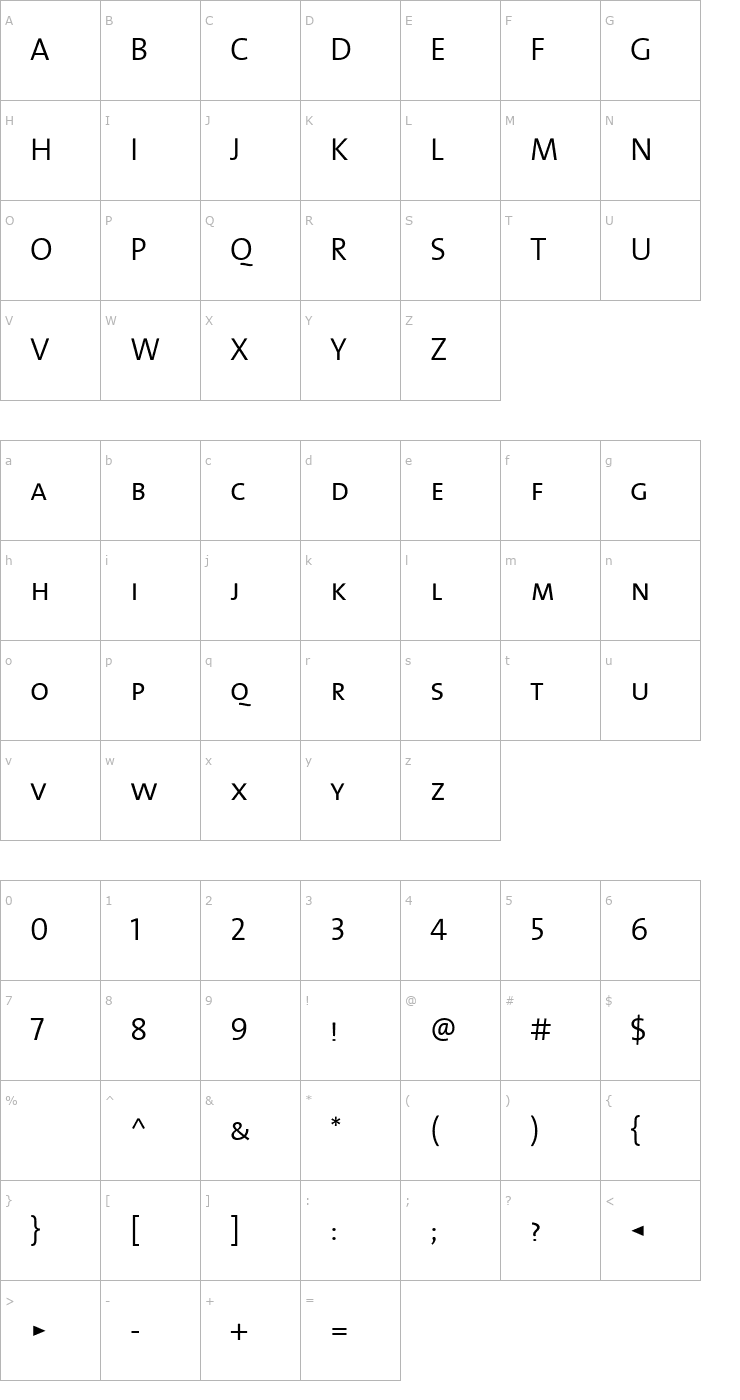 Character Map TheSans SemiLight Caps Font