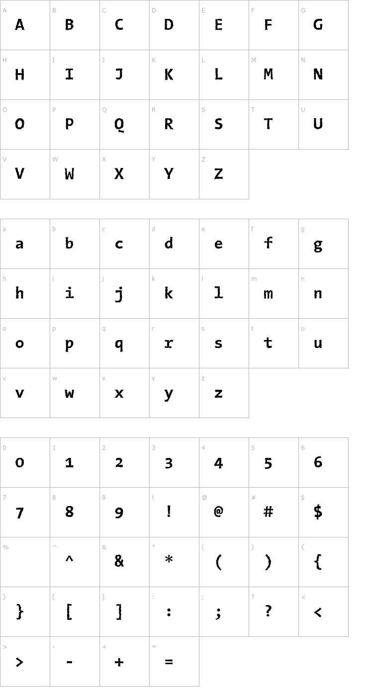 Character Map TheSansTypewriter Bold Font