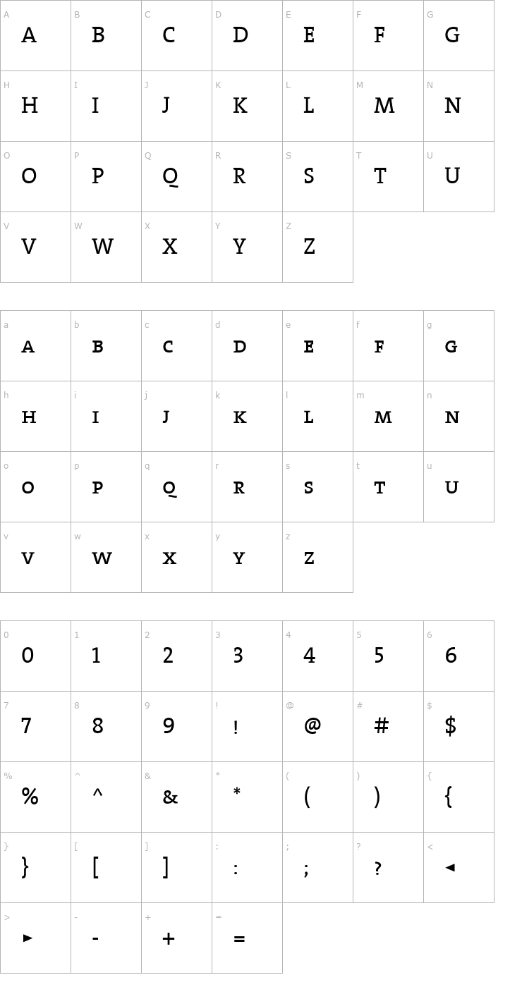 Character Map TheSerif Caps Font