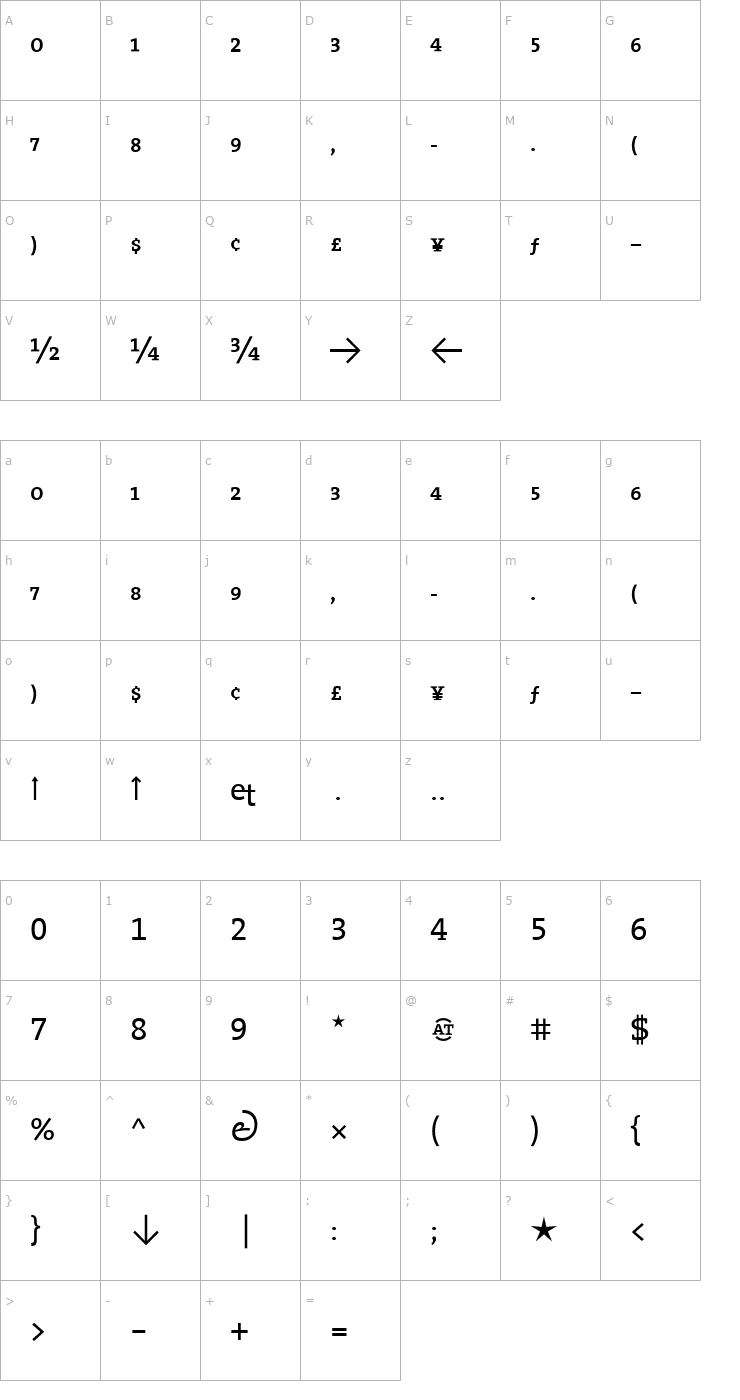 Character Map TheSerif Expert Font