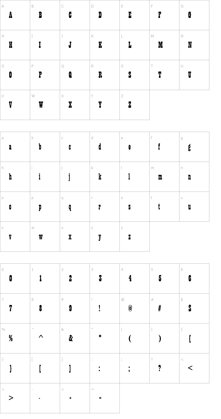 Character Map They Killed Kenny! Font