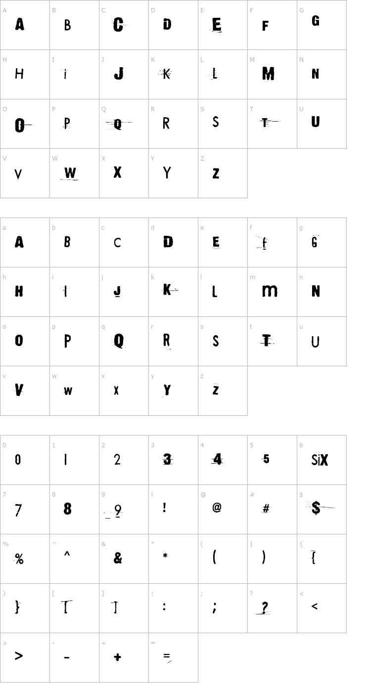 Character Map They're coming to take me away Font