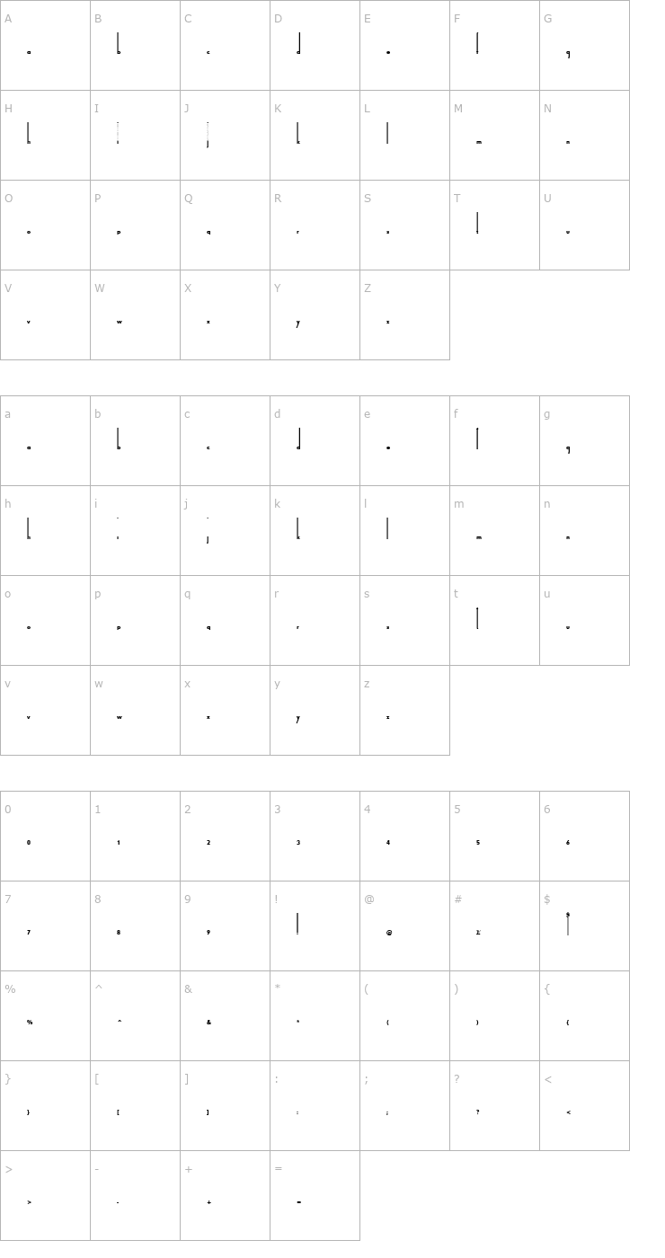 Character Map Thiamine Font